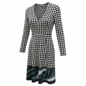 Patrizia Pepe Fit & Flare Dress M Black White Party Cocktail Eveningwear Italy